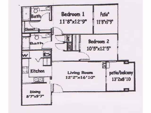 2 Bed 2.5 Bath floor plan